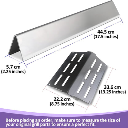 Weber Genesis Grill Parts – 7620 Flavorizer Bars & 7622 Heat Deflector Set for E-310, E-320, E-330, S-330 (300 series, Front Burner Controls)