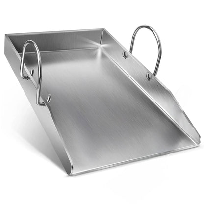 Plancha Grillplatte – Dicke Edelstahl-BBQ-Grillplatte mit abnehmbaren Griffen, 40 x 30 cm – Für Gas- & Holzkohlegrills