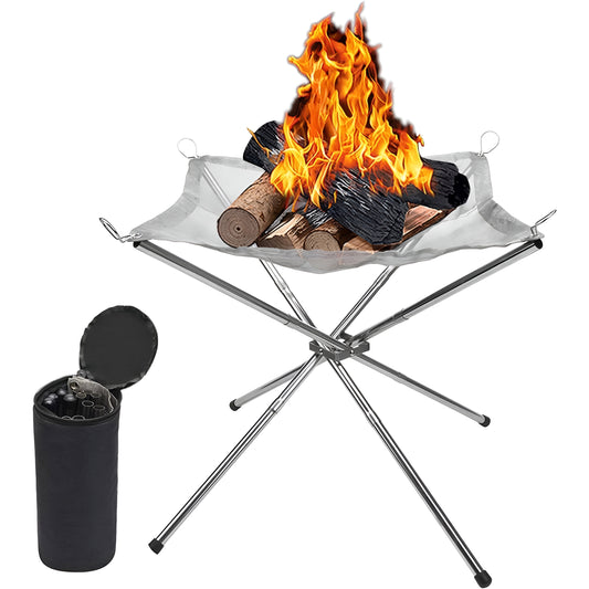 Tragbare Feuerstelle für den Außenbereich, 42 cm faltbare Feuerstelle aus Edelstahl mit Tragetasche für Camping, Picknick, Lagerfeuer, Terrasse, Garten