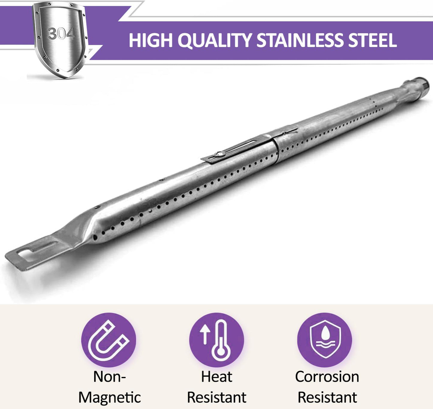 Universal Tube Burners with Adjustable Length 35.5 cm to 48.5 cm | Fits Most European Grills Including Napoleon, Landmann, Nexgrill (Set of 4)