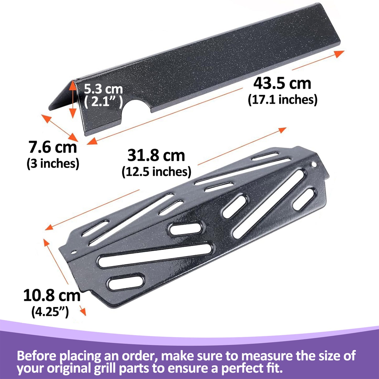 Flavorizer Bars and Heat Deflector Set for Weber Genesis II 400/ LX 400 Series - Genesis II 410/415/435/440 Grill Parts, Porcelain-Enameled Steel
