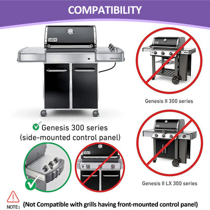 67722 67820 Ersatzbrenner für Weber Genesis 300 Serie Gasgrills (mit Seitenbrennersteuerung) E-310/E-320/EP-320/S-320/CEP-310 und viele mehr, Edelstahl