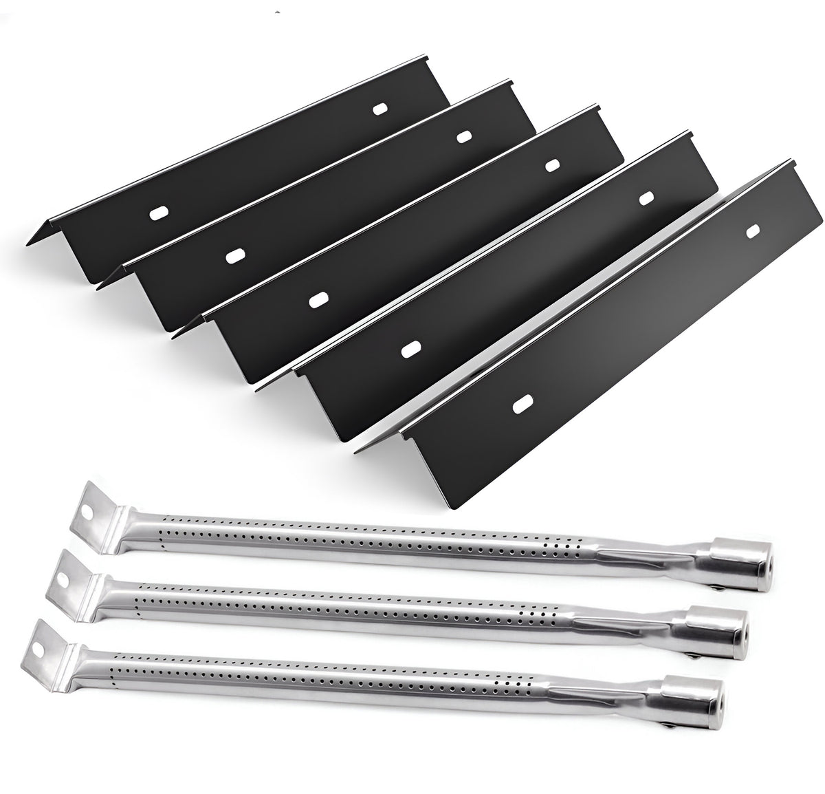 5-pack porcelain sear plates & 3-pack stainless burners replacing N305-0082 & N100-0044 for Napoleon Rogue 425 gas grills.