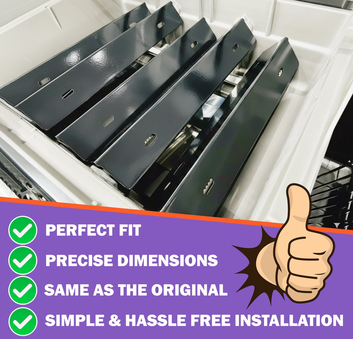 5-Pack Replacement Sear Plates for NAPOLEON Rogue 425 Series Grills (Fits PRO, XT, SE Models), Porcelain-Enameled Steel