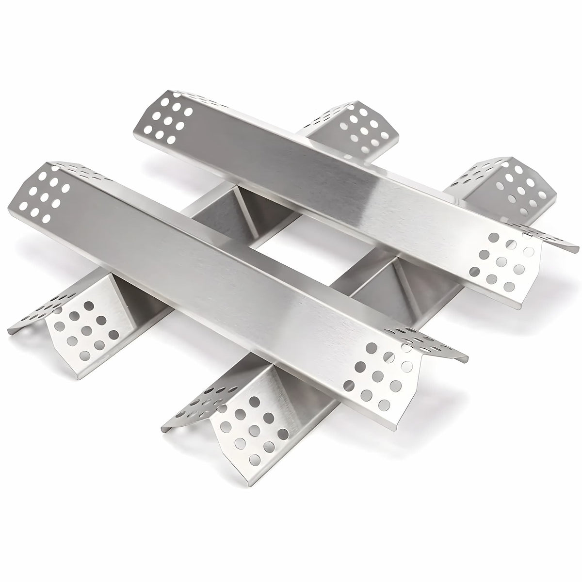 4-pack stainless steel heat shield tents measuring 37x8.6 cm for Nexgrill, Dyna-Glo, & KitchenAid gas grills.