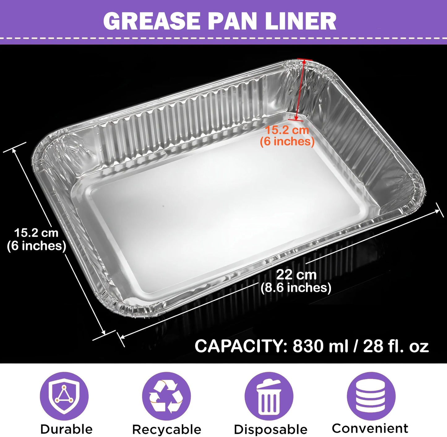 Pack of 10 disposable and recyclable aluminum grease pan liners with an 830ml capacity for Weber spirit 200 grill maintenance