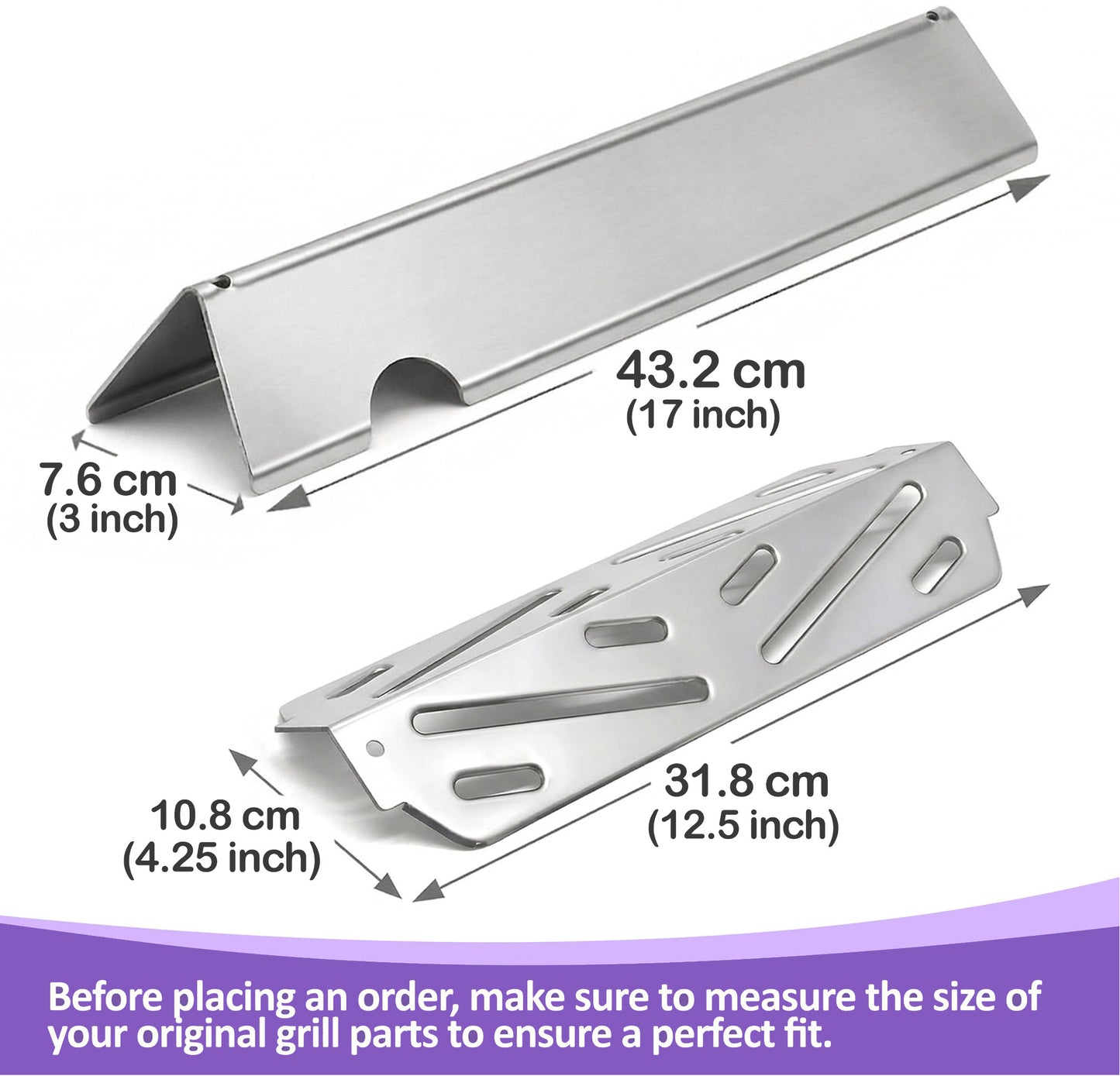 66795 Flavorizer Bars & 66040 Heat Deflectors Set for Weber Genesis II 300 / LX 300 Series - Genesis II E-310/ E-315/ S-335 Grill Parts, Stainless Steel