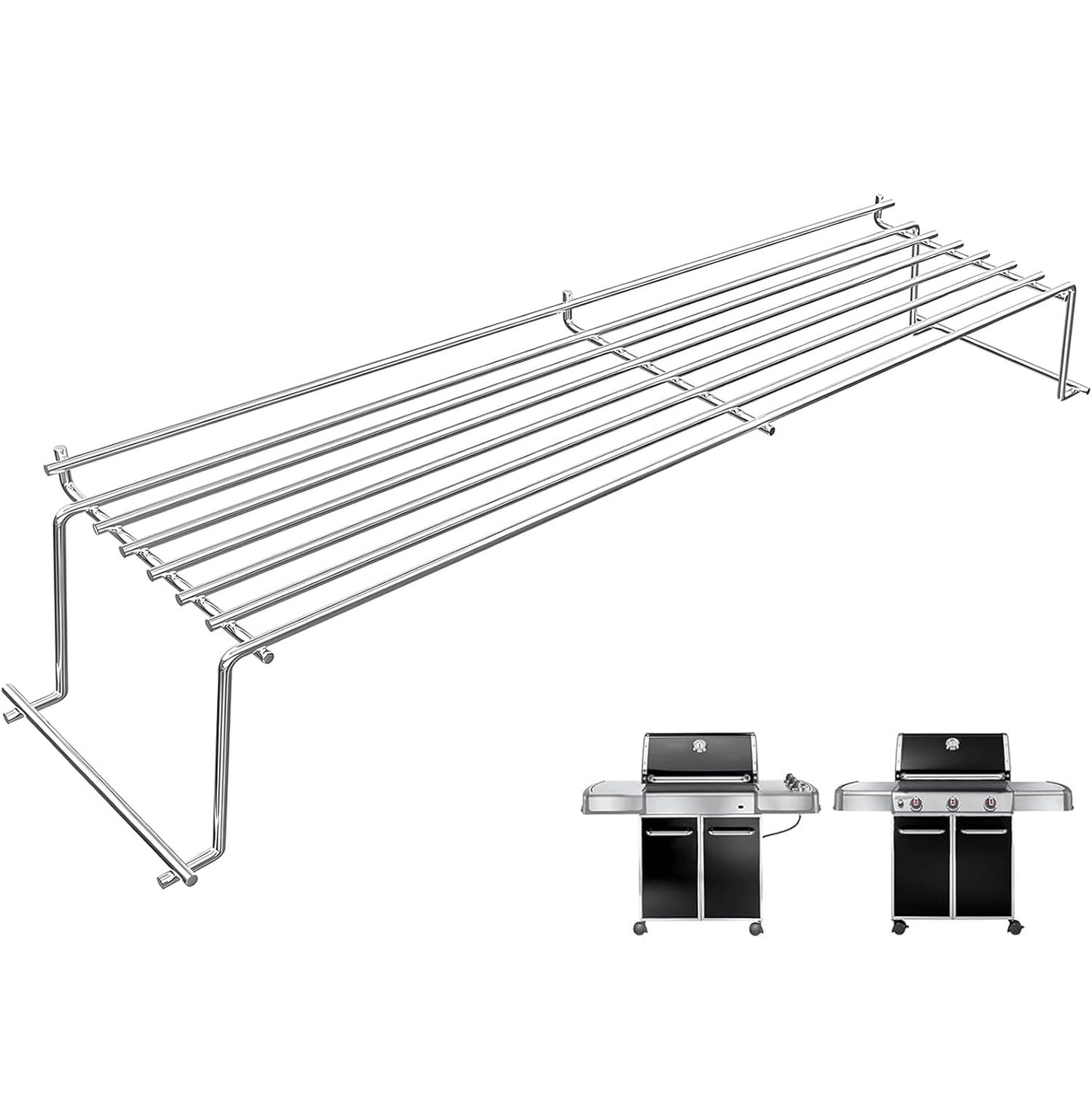 Stainless steel warming rack replacing Weber 65054 for Genesis 300 series gas grills