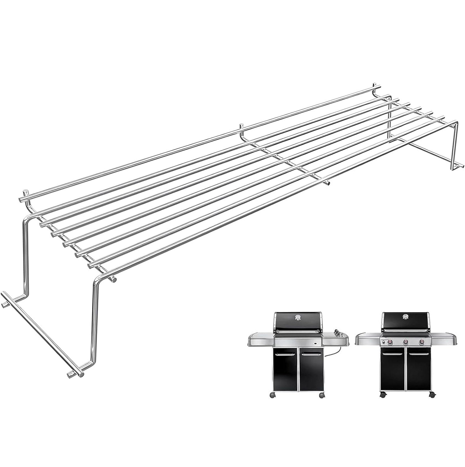 Stainless steel warming rack replacing Weber 65054 for Genesis 300 series gas grills