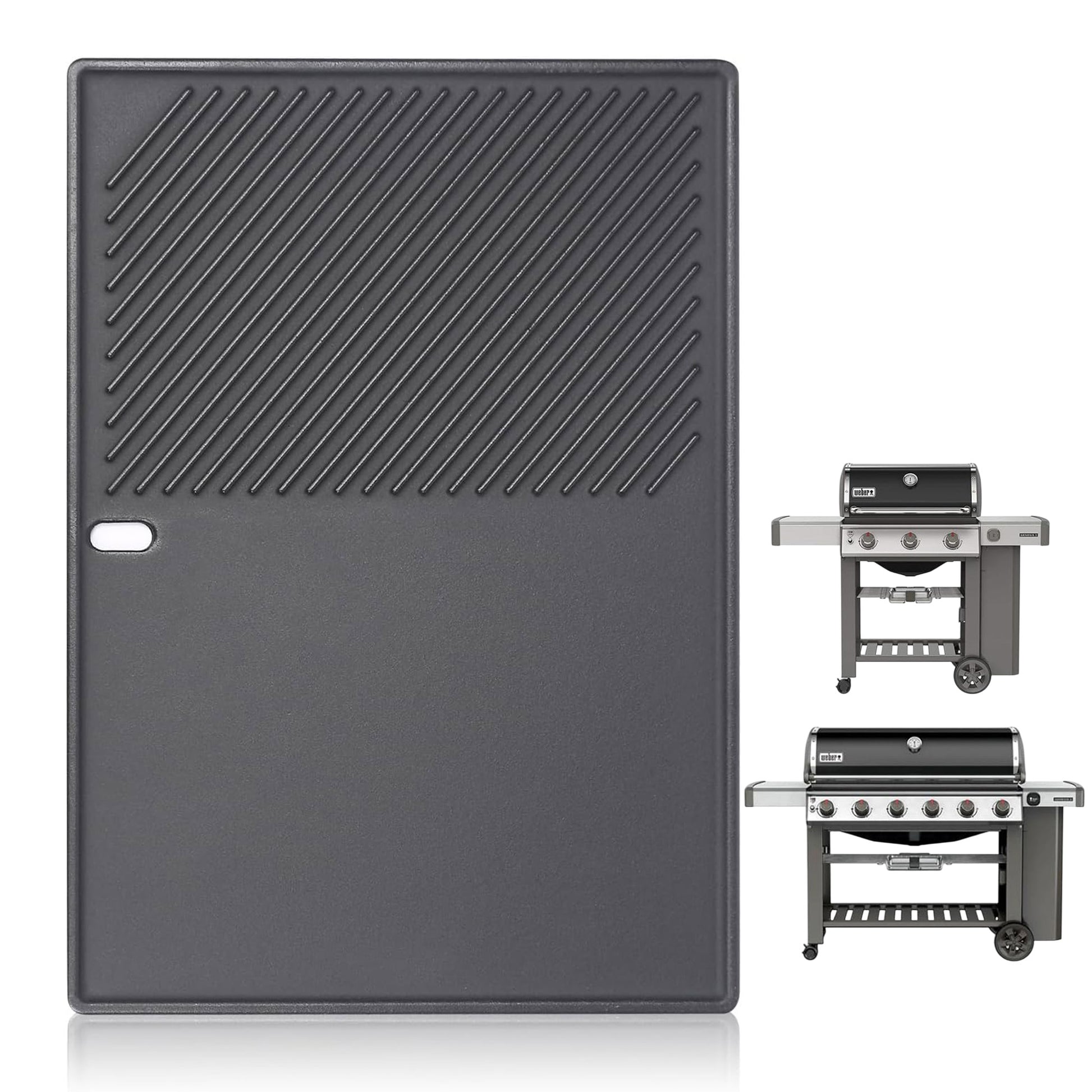 Cast iron flat griddle replacing Weber 7599 for Genesis II 300 & 600 series gas grills.