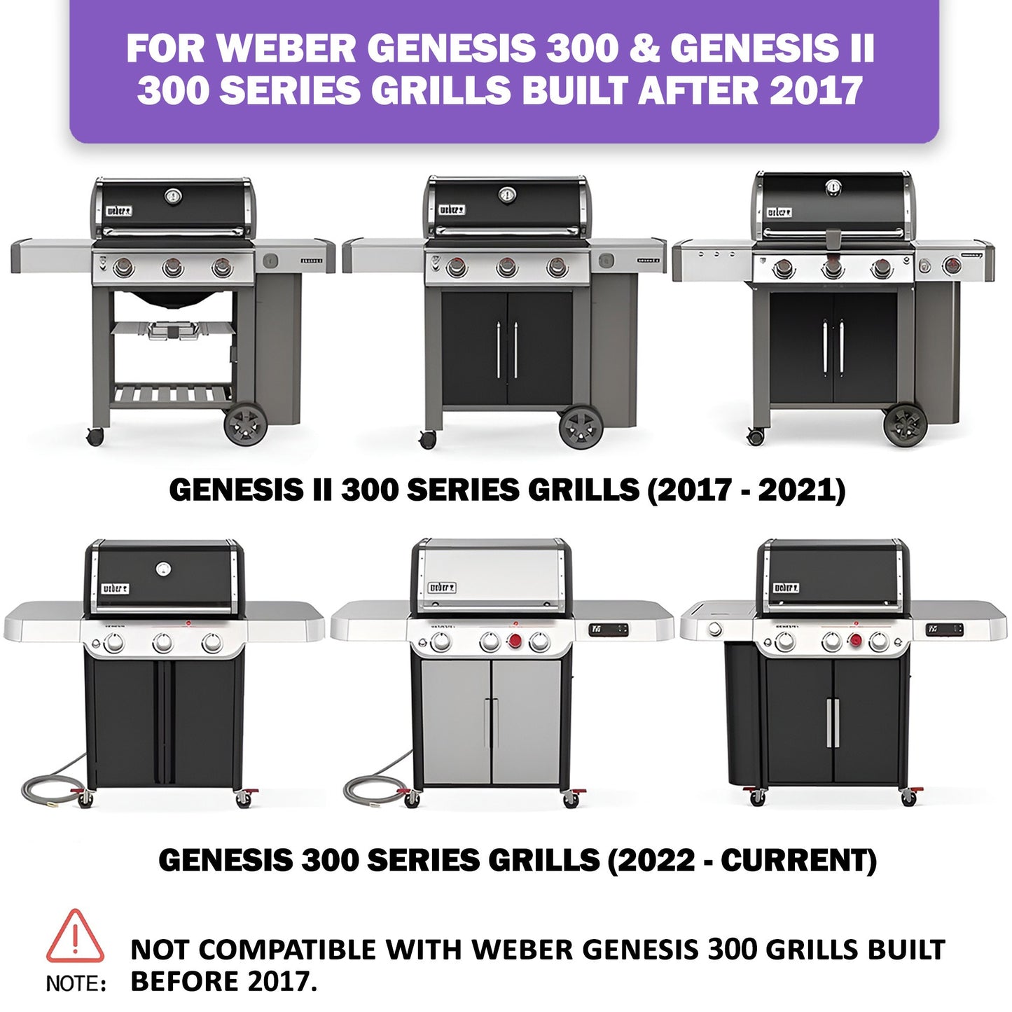 Flavorizer Bars, Burners & Heat Deflectors Set for Weber Genesis II 300 & Genesis 300 Series Grills (2017 & newer) - Fits Genesis II S-310, S-315, S-325, S-330, S-335 Grills, Stainless Steel