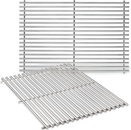 Stainless steel grill grates set replacing Weber 66095 & 66802 for Genesis II 300 & LX 300 series grills 2-pack.