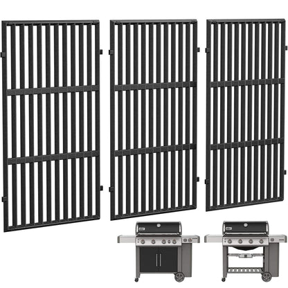 Enameled cast iron grill grates replacing Weber 66089 for Genesis 400 & Genesis II 400 grills 3-pack.