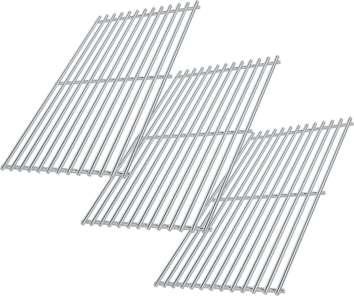 Stainless steel grill grates set replacing Weber 66089 for Genesis II 400 & LX 400 series gas grills 3-pack.