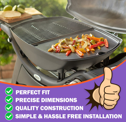 Replacement Cast Iron Grill Grate & Grill Griddle Set for Weber Q300, Q320, Q3000, Q3100, Q3200 Series (Pre-2023) –  Replaces Weber 7646, 6506