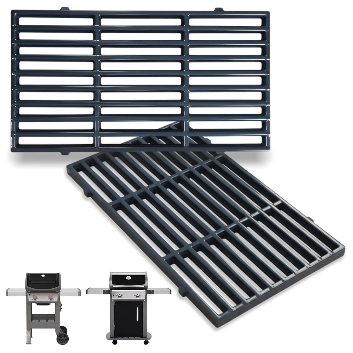 Grill Grates for Weber Spirit 200 & Spirit II 200 with Front-Controls - Fits E-210/E-215/E-220/S-210/S-215/S-220, Replacement for Weber 7637, Porcelain-Enameled Steel