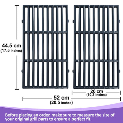 Grill Grates for Weber Spirit 200 & Spirit II 200 with Front-Controls - Fits E-210/E-215/E-220/S-210/S-215/S-220, Replacement for Weber 7637, Porcelain-Enameled Steel