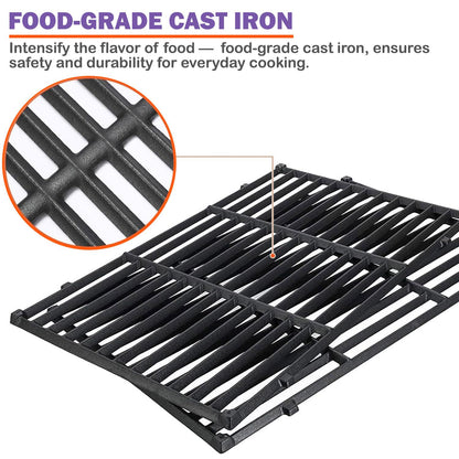 7638 Cast iron Grill Grates for Weber Spirit 300 Series (E-310/E-320/S-310/S-320), Spirit 700, Silver/Gold/Platinum B & C, Genesis 1000-5000 Gas Grills, 44.5 cm x 30.2 cm each