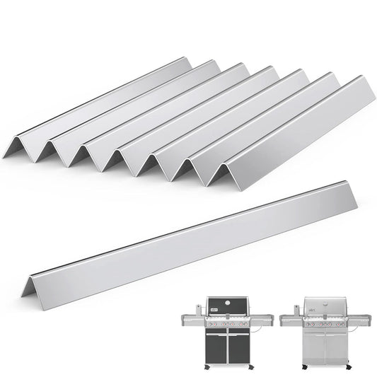 Set of 8 stainless steel flavorizer bars replacing Weber 67668 for Summit 400 series grills (E-470, S-470, S-450).