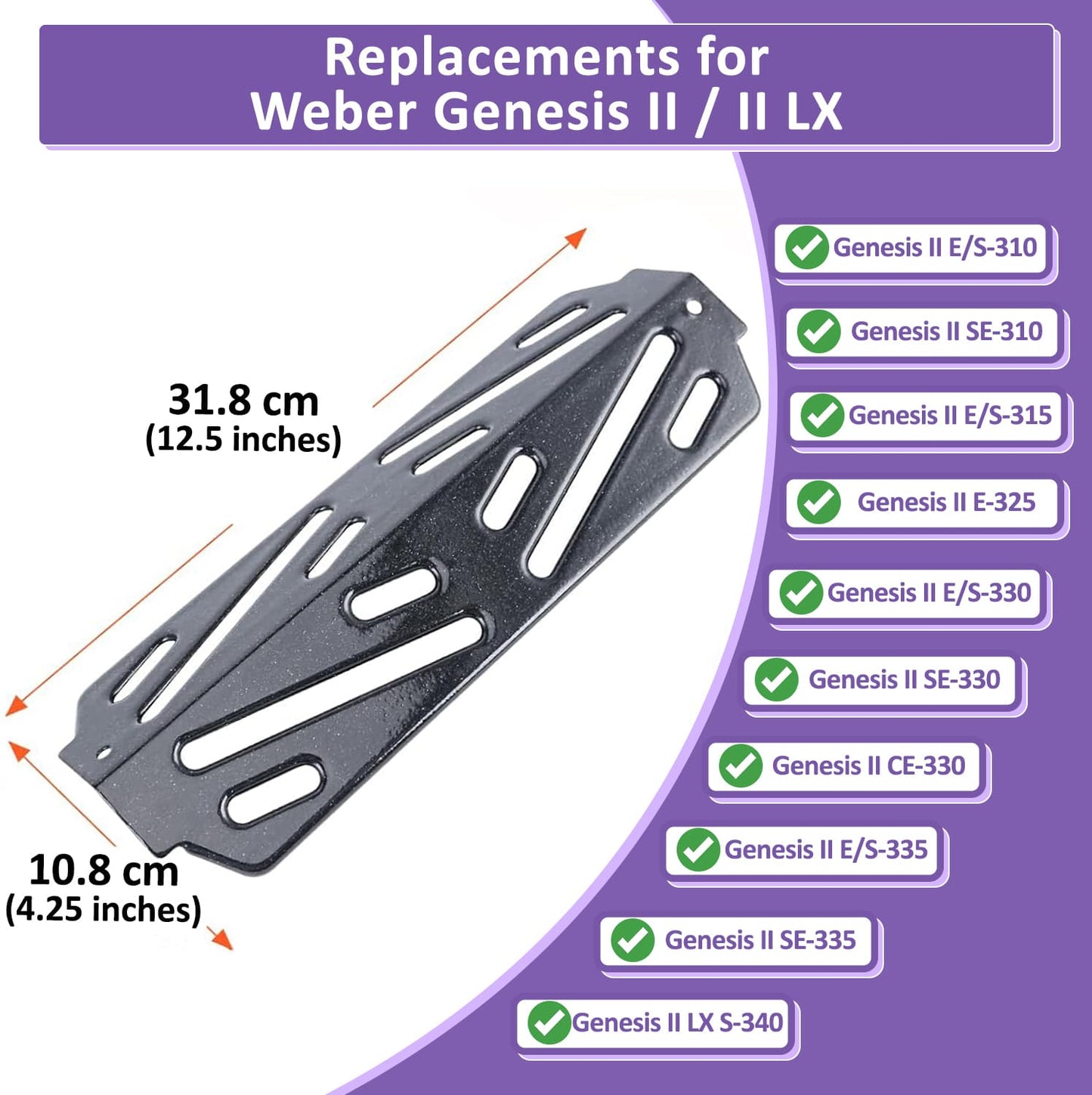 66040 Heat Deflector for Weber Genesis II 300 / LX 300 Series - Genesis II E-310/ E-315/ S-335 Grill Parts, Porcelain-Enameled  Steel