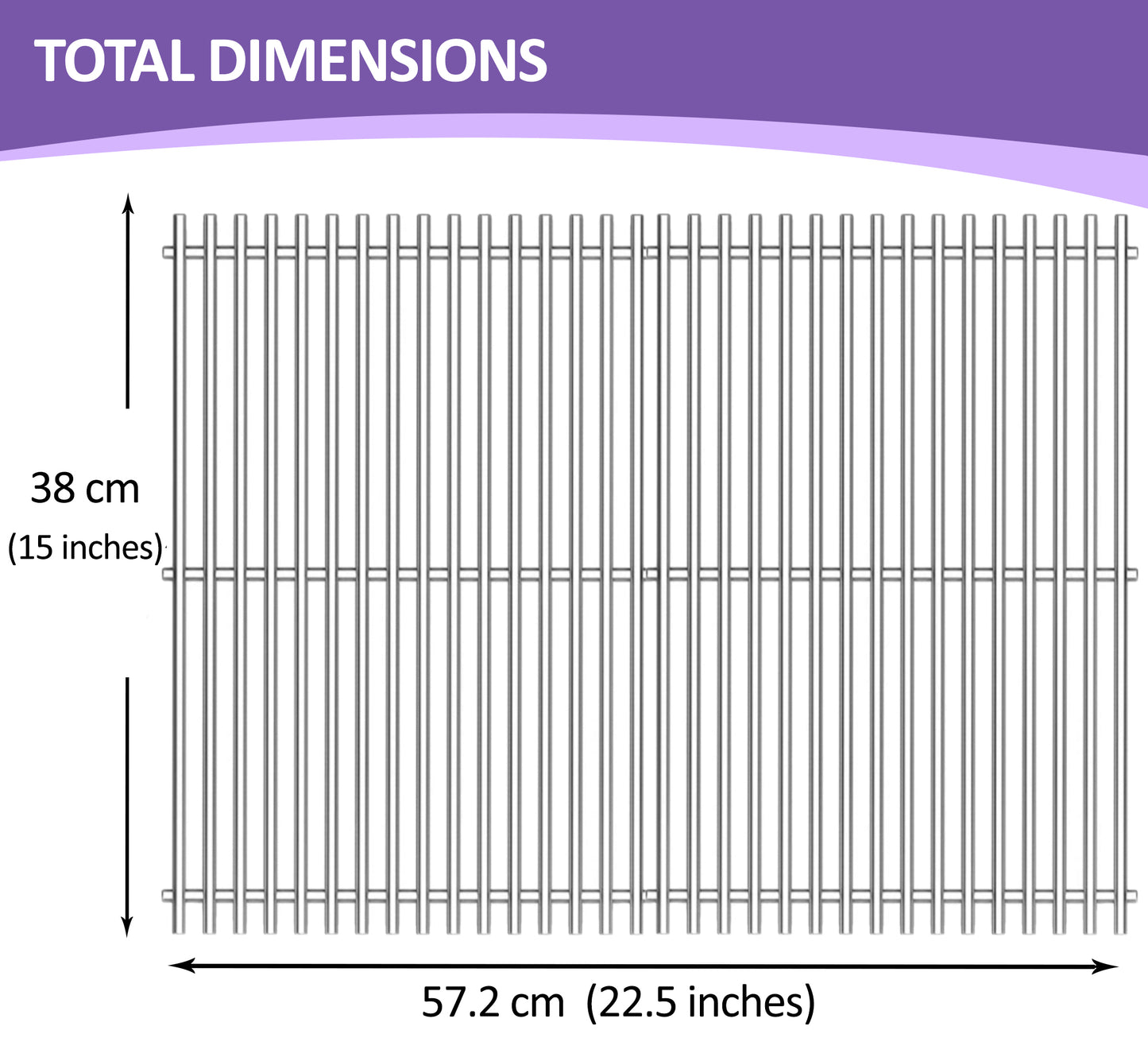 7521 / 7522, Replacement Grill Grates for Weber Spirit 200 Series (E-200, E-210, S-200, S-210), Spirit 500, Genesis Silver A & More, 38cm X 28.6 cm each, (Side-Mounted Burner Controls), Stainless Steel