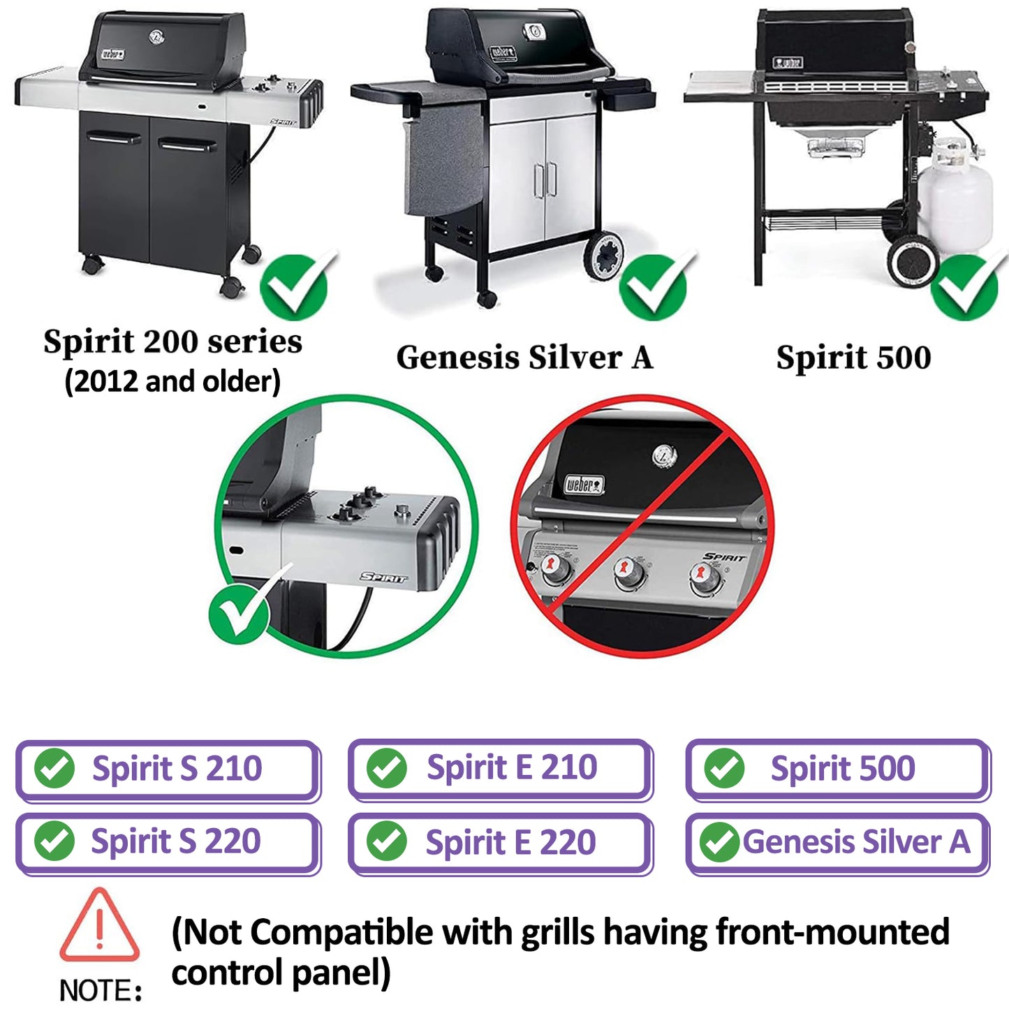 7521 / 7522, Replacement Grill Grates for Weber Spirit 200 Series (E-200, E-210, S-200, S-210), Spirit 500, Genesis Silver A & More, 38cm X 28.6 cm each, (Side-Mounted Burner Controls), Stainless Steel