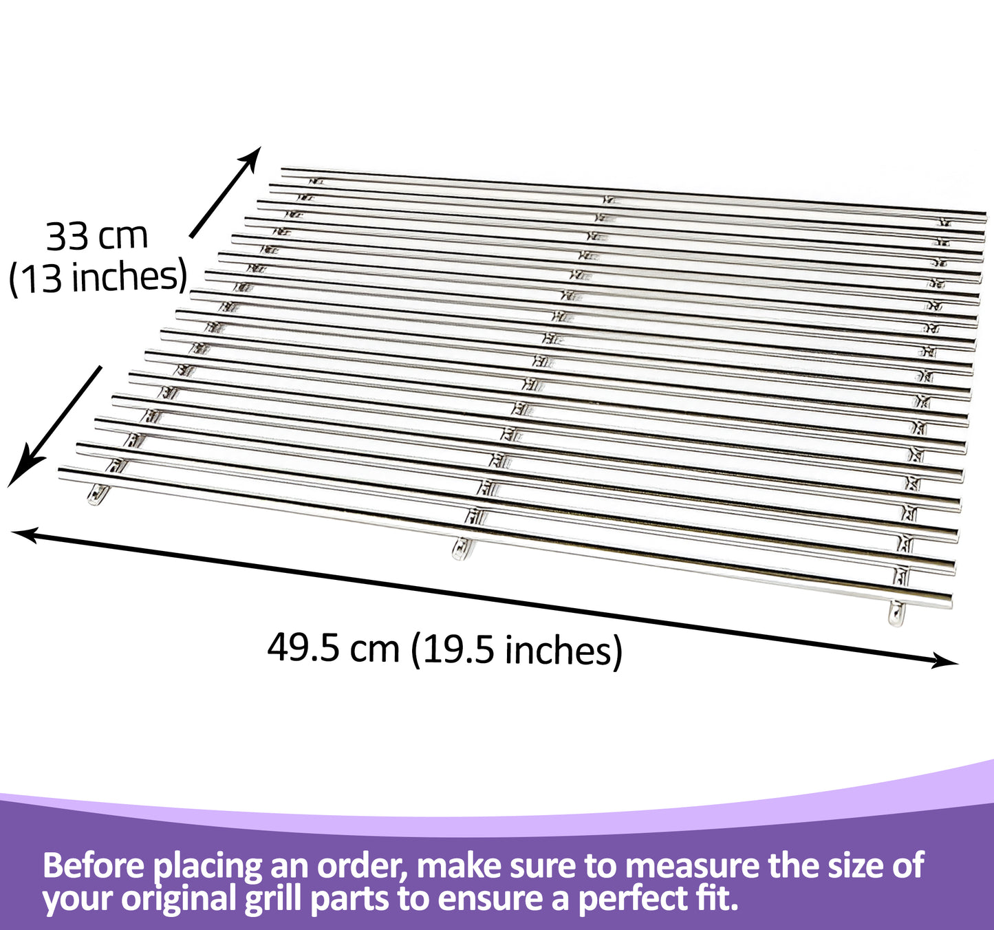 7528, Ersatz-Grillroste für Weber Genesis 300 Serie Gasgrills (E-310/E-320/S-310/S-320), 49,5 cm x 33 cm pro Rost, Edelstahl