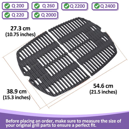 7645 Gusseiserne Grillroste für Weber Q200/Q2000 Serie (Q220, Q220, Q260, Q2000, Q2200, Q2400) Gasgrills, Weber Q Grill Ersatzteile