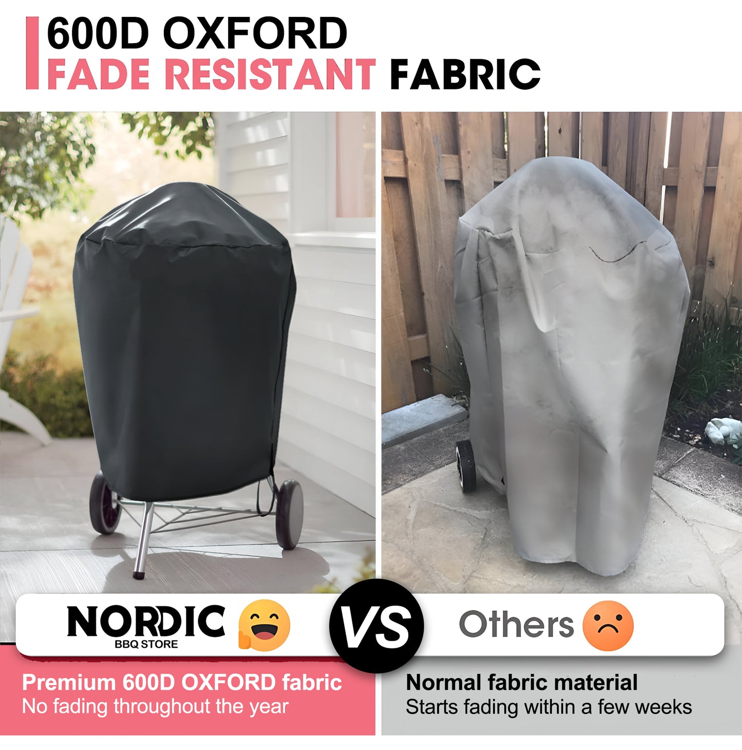 7176 BBQ Grillabdeckung für 56 cm Holzkohlegrill, 600D Oxford-Gewebe, Strapazierfähig & Wasserdicht, PU-Abdeckung für Weber 22 Zoll Master Touch Holzkohlegrill, Original Kettle Grill und mehr (72,5 B x 60 T x 89 H cm)